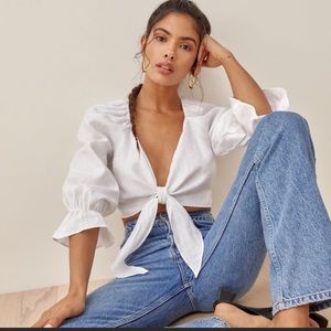 Reformation Hummingbird Linen Top